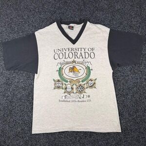 Vintage 1990s Signal Sports University of Colorado Buffalo V-Neck T-Shirt  Large